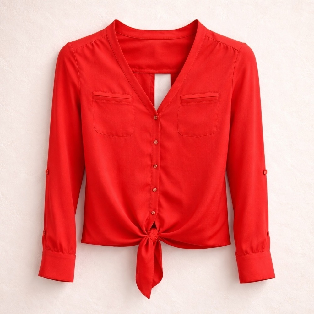 BEBE FUSHIA KNOT BLOUSE